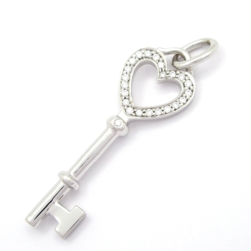 Tiffany & Co. Heart Key Pendant Head 18K White Gold Diamond